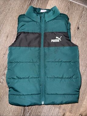 Puma Teal and Black Kids Puffer Vest 4T